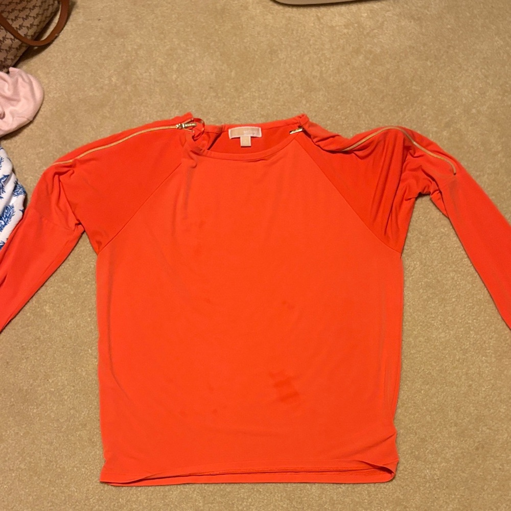 Michael Kors Vibrant Orange Long Sleeve Top